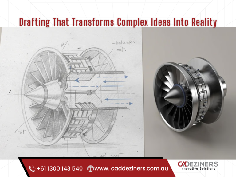 CADD drafting services creating precise technical drawings for industrial manufacturing