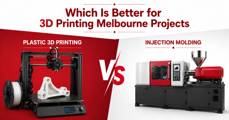 Plastic 3D printing vs injection moulding comparison for Melbourne projects showing cost, speed, and production differences