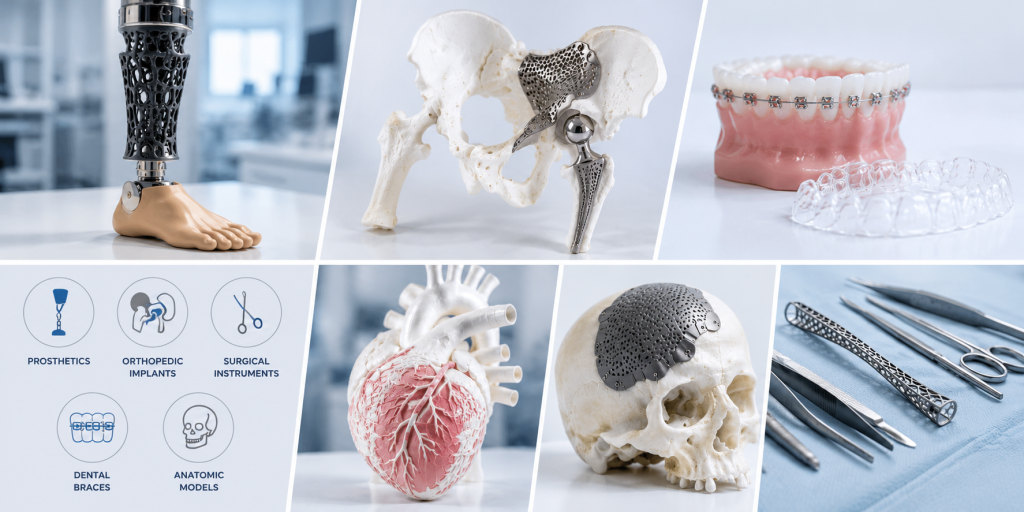 Industrial applications of 3D printing in healthcare and medical implants
