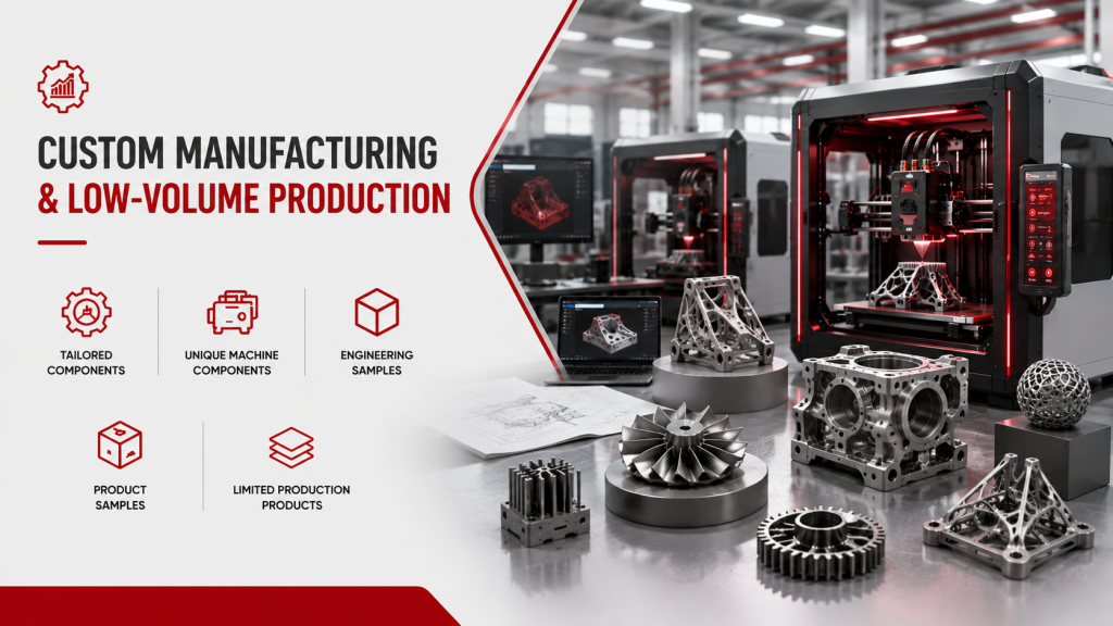 Industrial applications of 3D printing for custom low-volume manufacturing