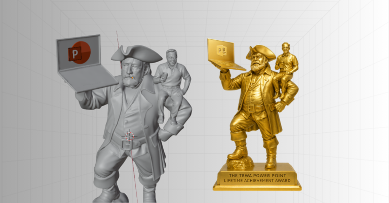 Personalized Trophy Sculpture with Photorealistic Facial Integration